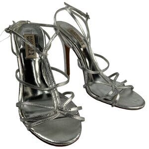 Badgley Mischka Women’s Criss Cross Silver Platform Sandals Sz 7.5